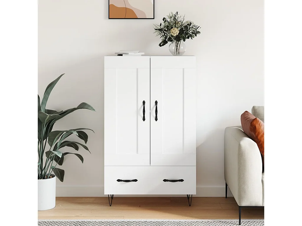 Buffet haut blanc 69,5x31x115 cm bois d'ingénierie
