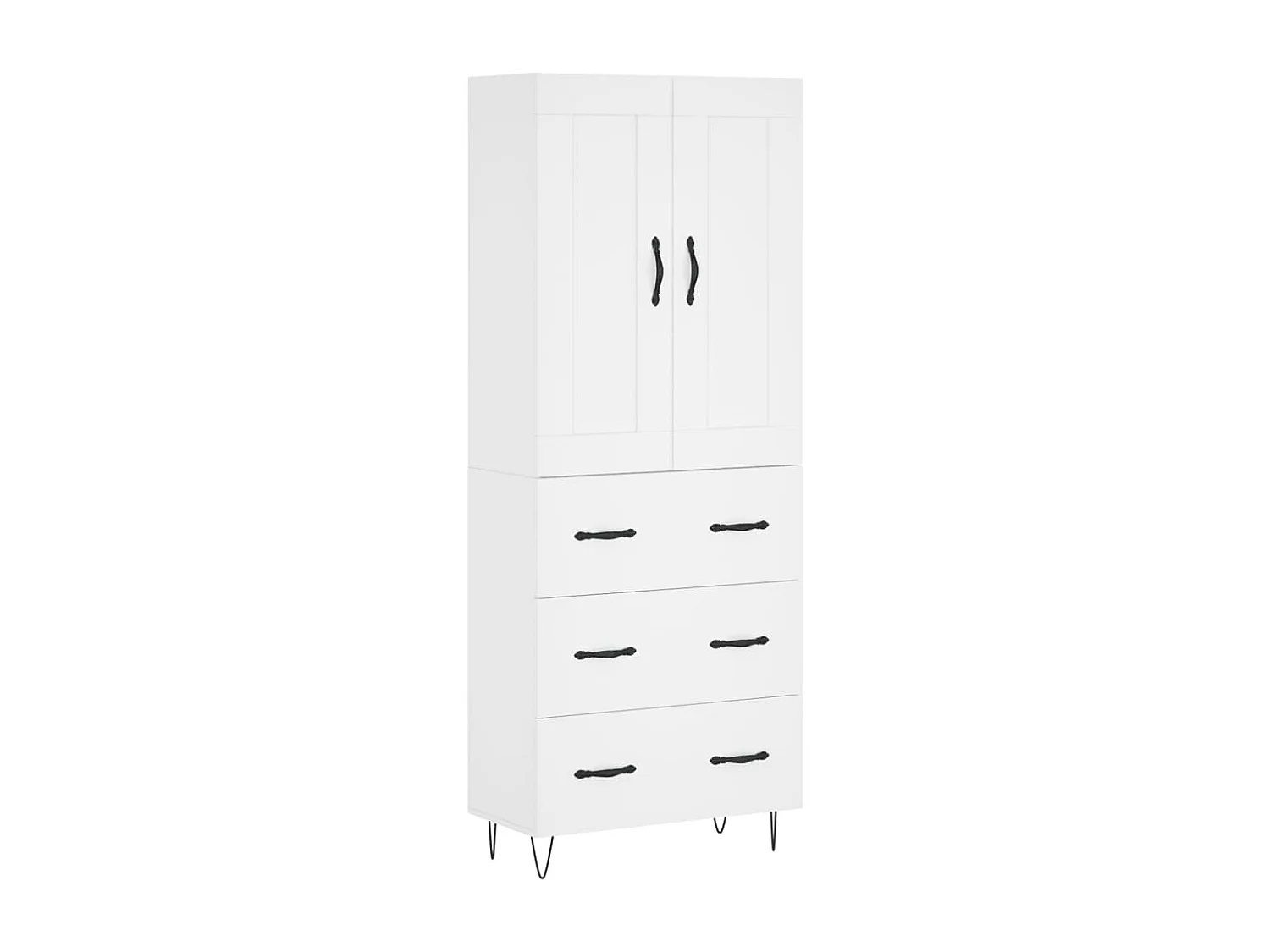 Hoge kast 69,5x34x180 cm bewerkt hout wit