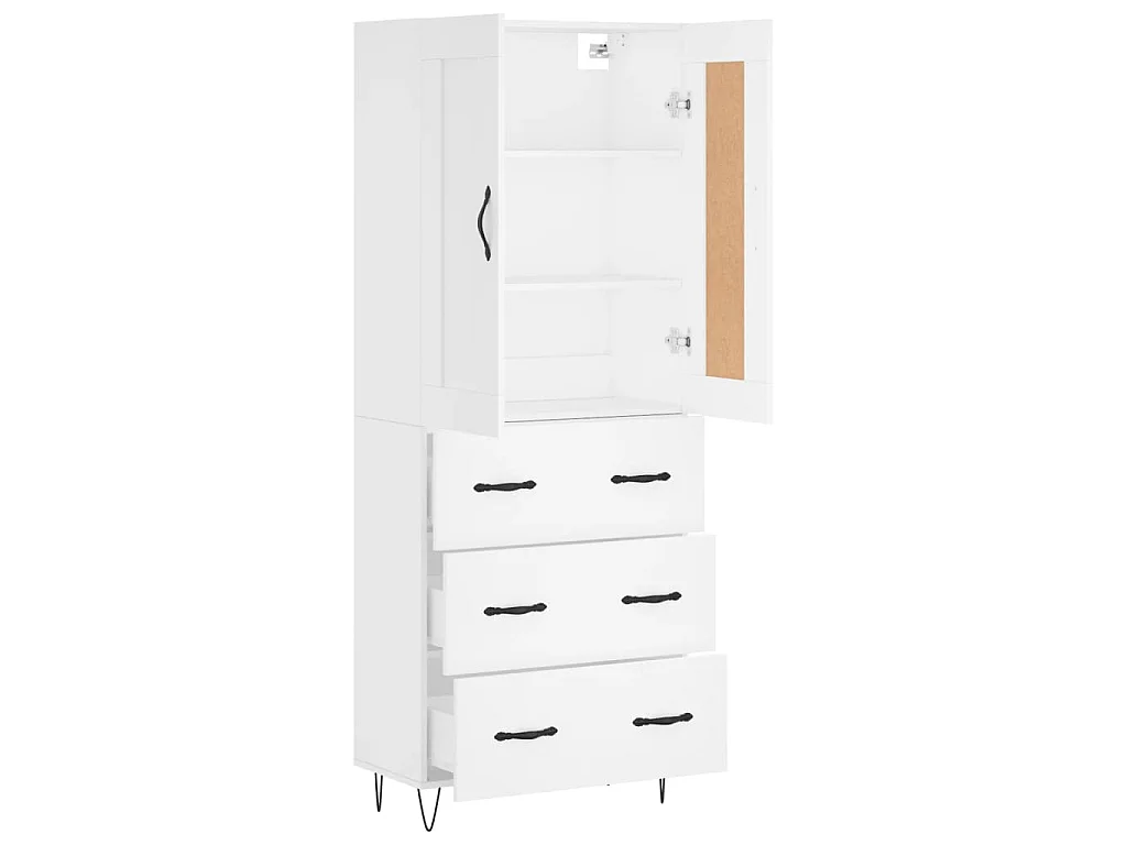 Buffet haut Blanc 69,5x34x180 cm Bois d'ingénierie