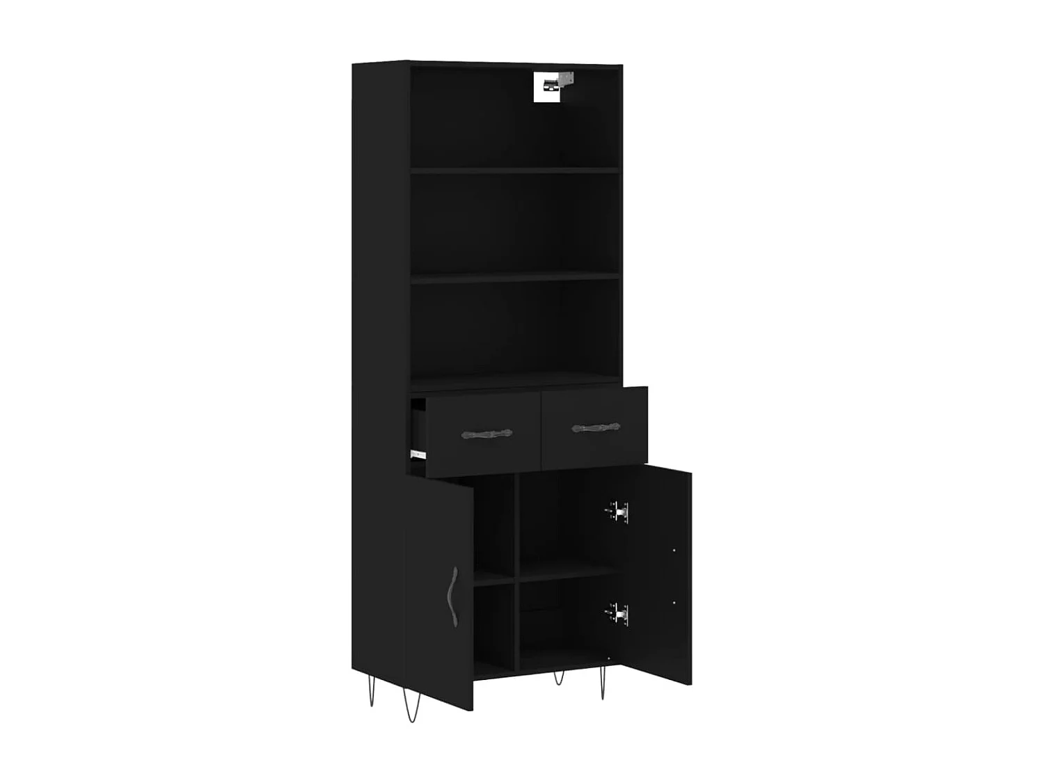 Armário alto 69,5x34x180 cm derivados de madeira preto