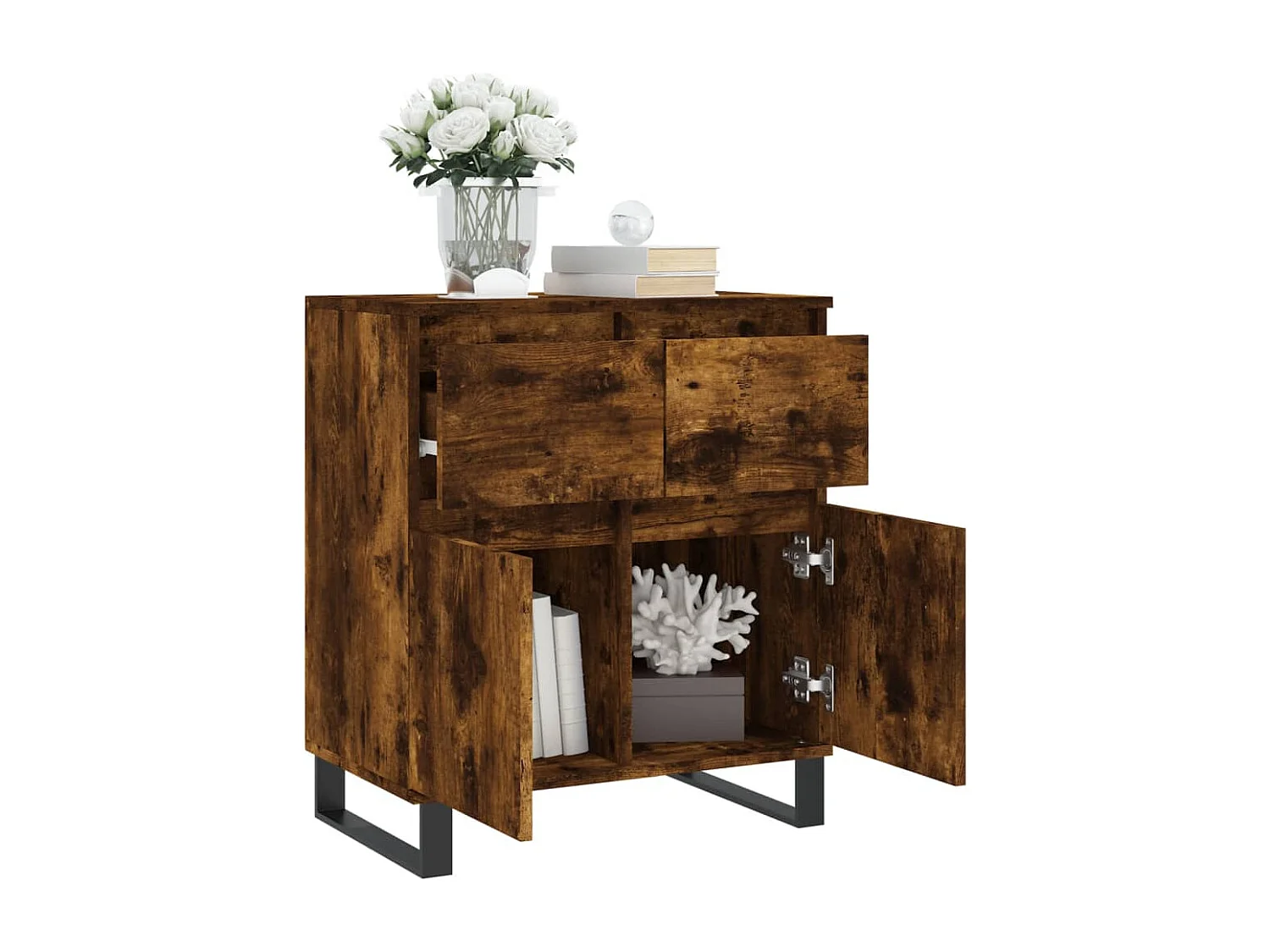 Buffet Chêne fumé 60x35x70 cm Bois d'ingénierie