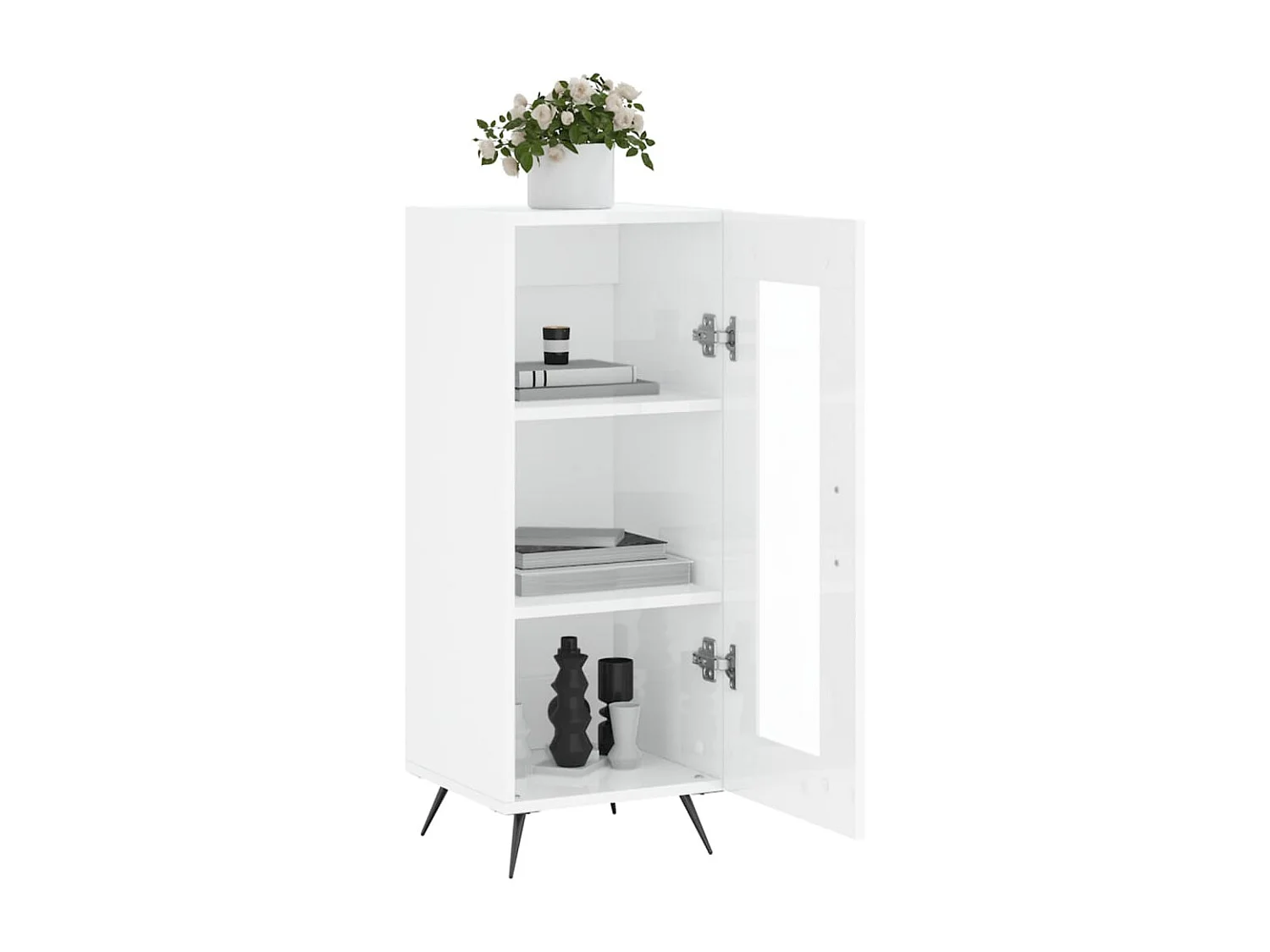 Buffet Blanc brillant 34,5x34x90 cm Bois d'ingénierie