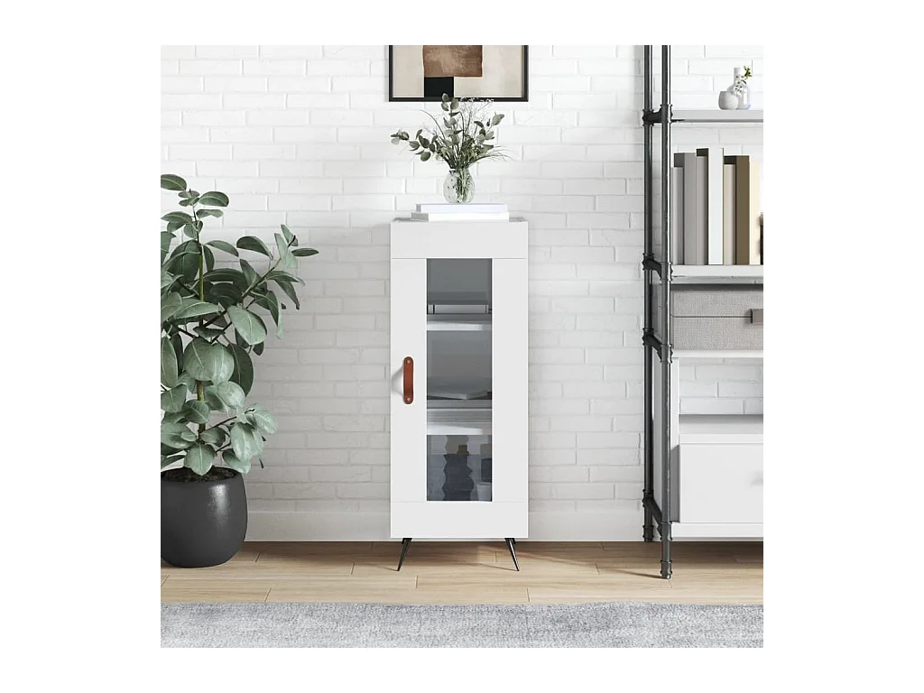 Buffet Blanc brillant 34,5x34x90 cm Bois d'ingénierie