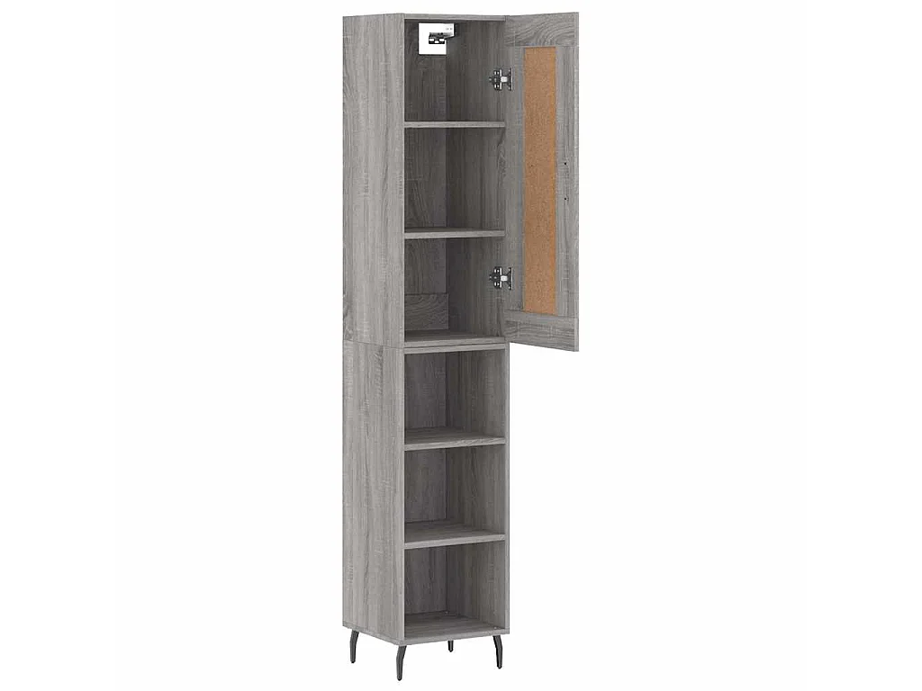 Hoge kast 34,5x34x180 cm bewerkt hout grijs sonoma eikenkleurig