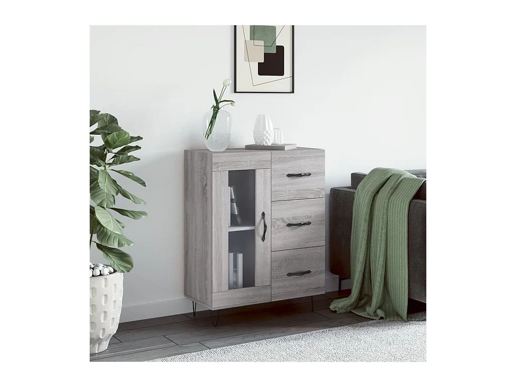 Credenza Grigio Sonoma 69,5x34x90 cm in Legno Multistrato
