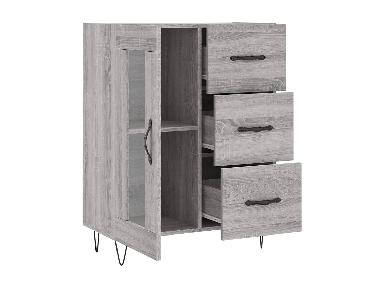 Dressoir 69,5x34x90 cm bewerkt hout grijs sonoma eikenkleurig