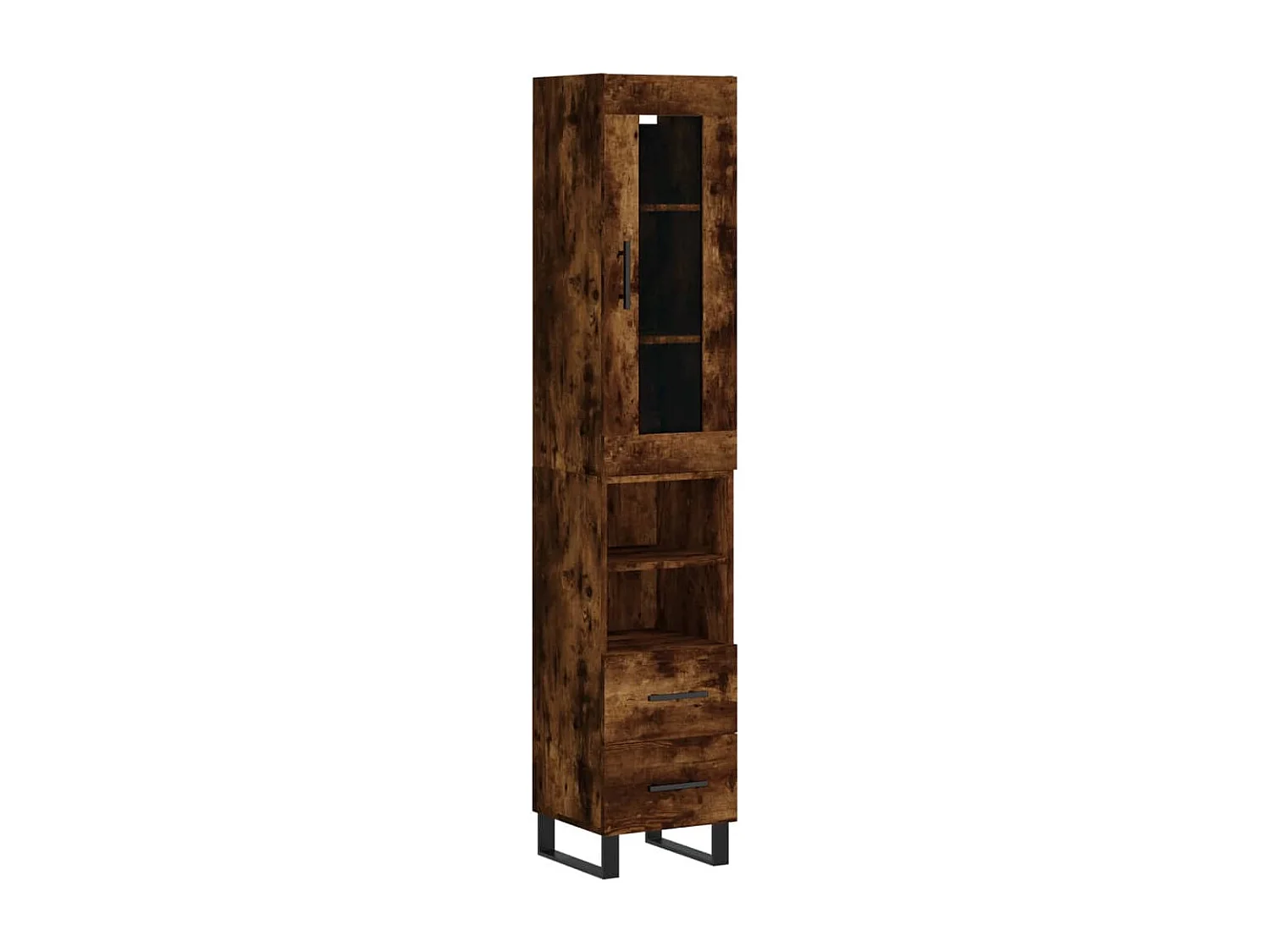 Hoge kast 34,5x34x180 cm bewerkt hout gerookt eikenkleurig
