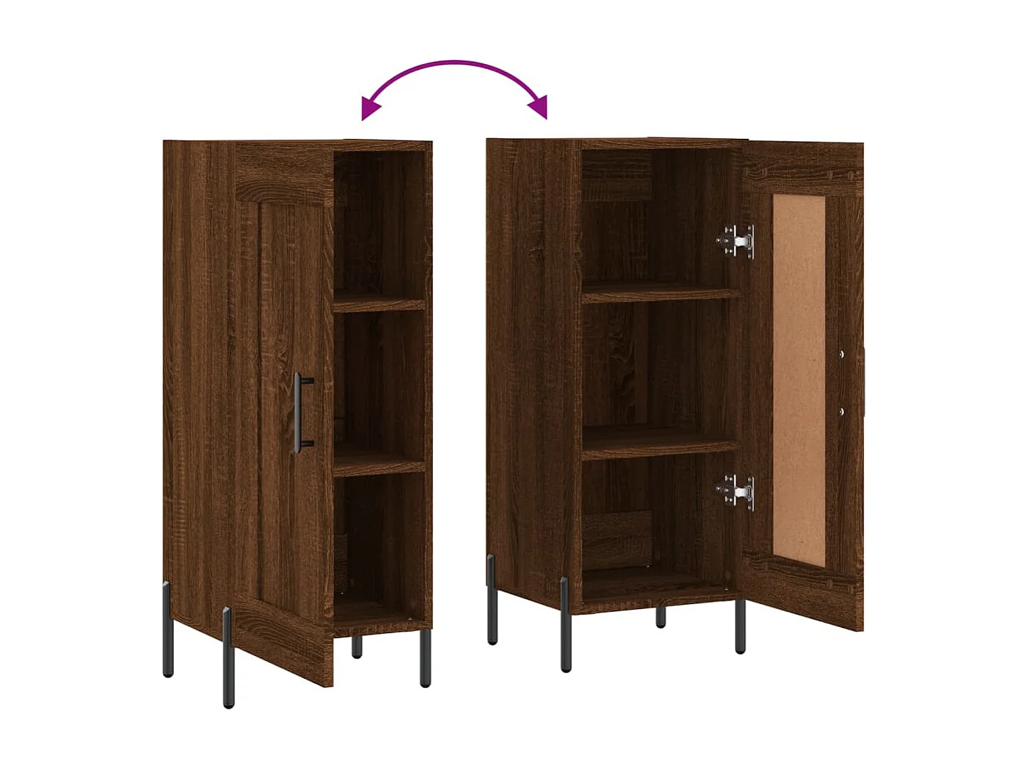 Dressoir 34,5x34x90 cm bewerkt hout bruin eikenkleur