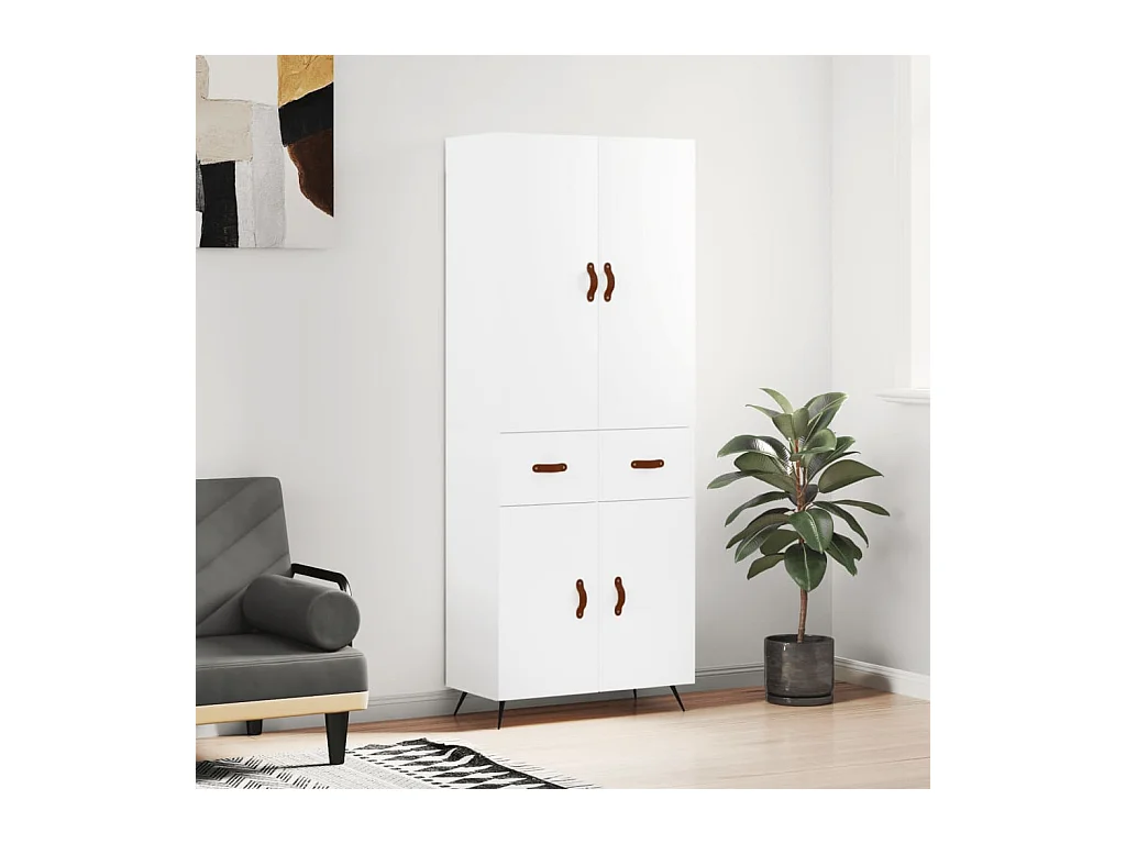 Aparador alto madera contrachapada blanco 69,5x34x180 cm