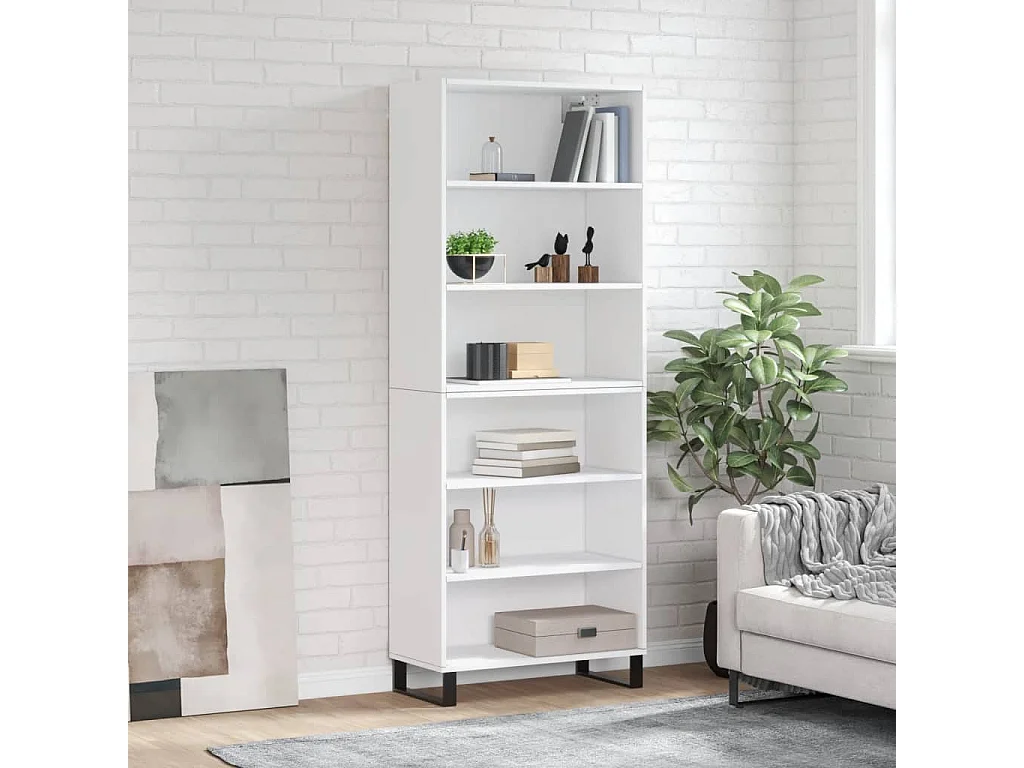 Buffet blanc 69,5x32,5x180 cm bois d'ingénierie