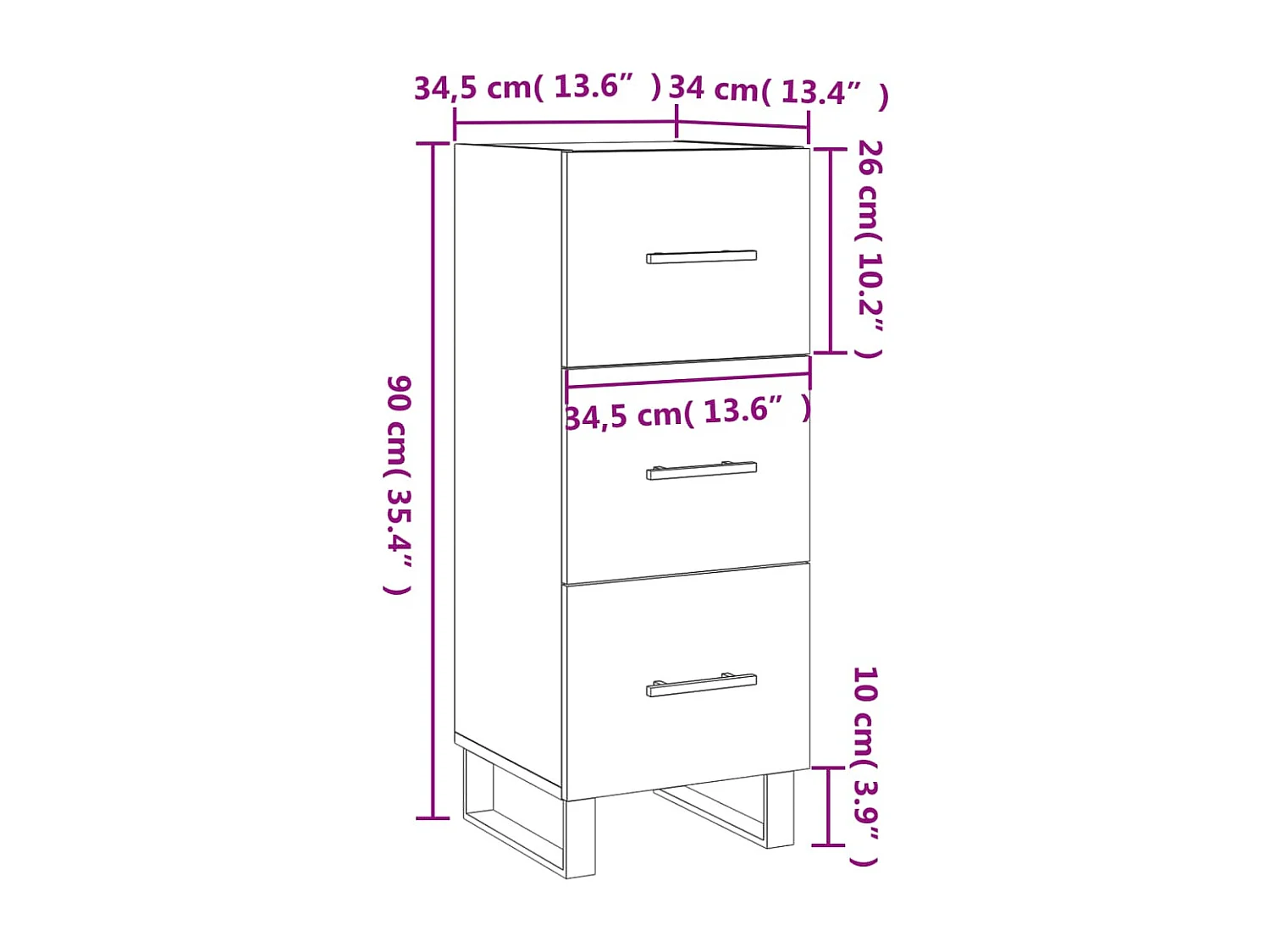 Buffet Chêne fumé 34,5x34x90 cm Bois d'ingénierie