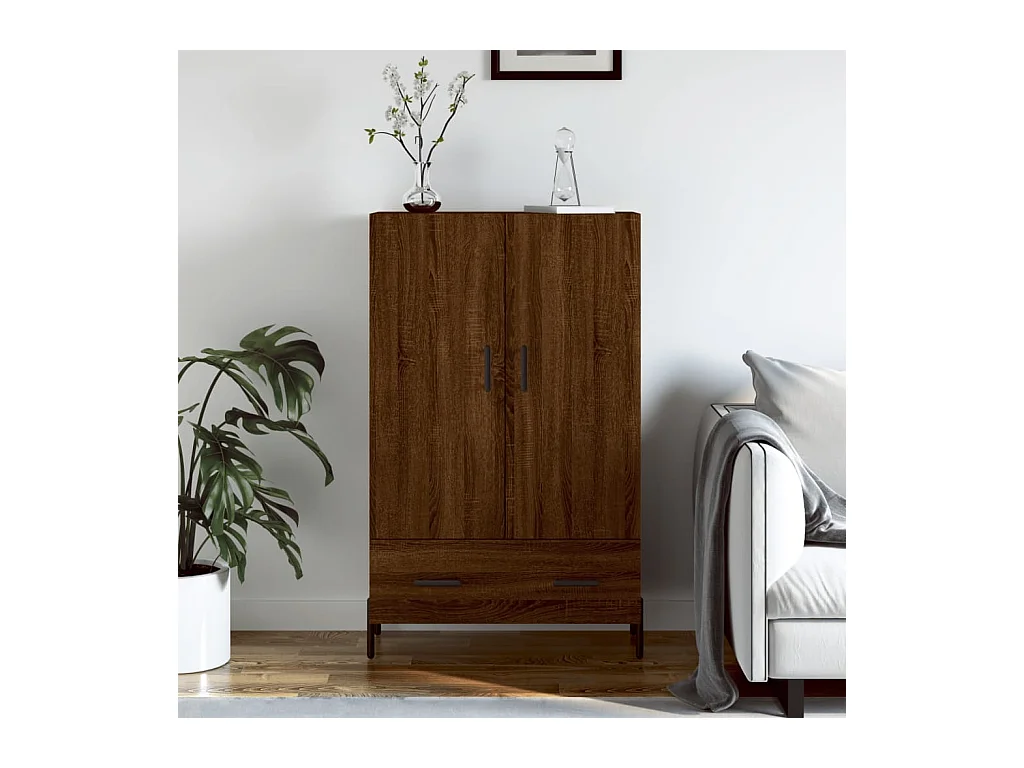 Hoge kast 69,5x31x115 cm bewerkt hout bruin eikenkleur