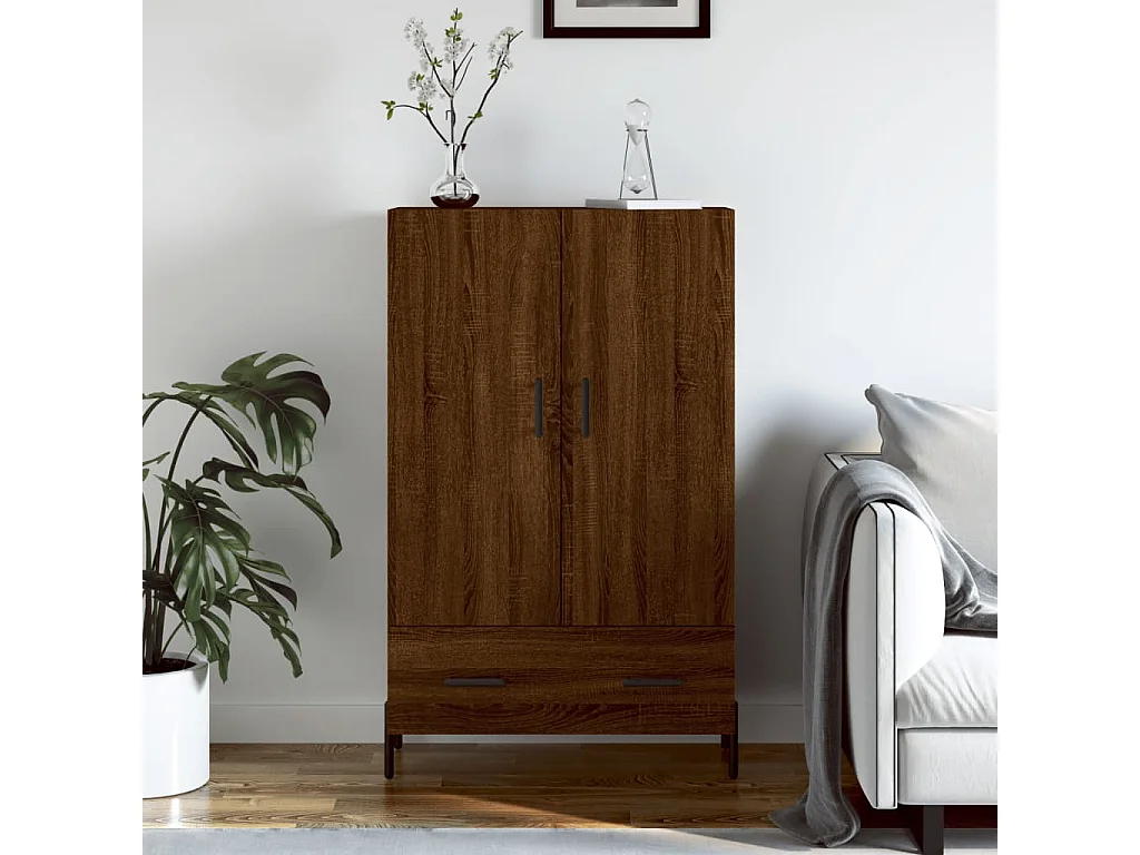 Buffet haut chêne marron 69,5x31x115 cm bois d'ingénierie