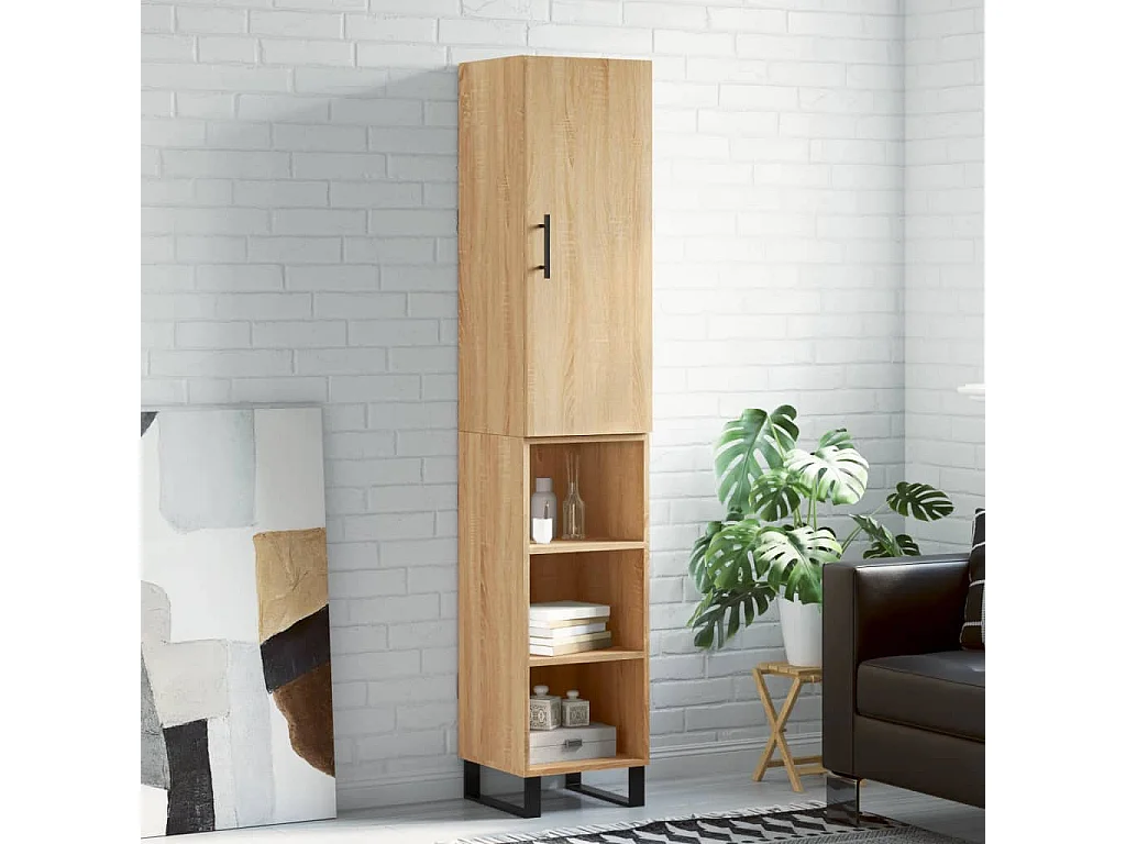 Hoge kast 34,5x34x180 cm bewerkt hout sonoma eikenkleurig