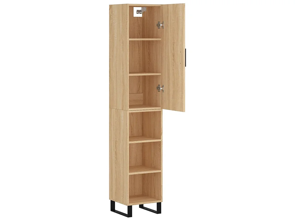 Hoge kast 34,5x34x180 cm bewerkt hout sonoma eikenkleurig