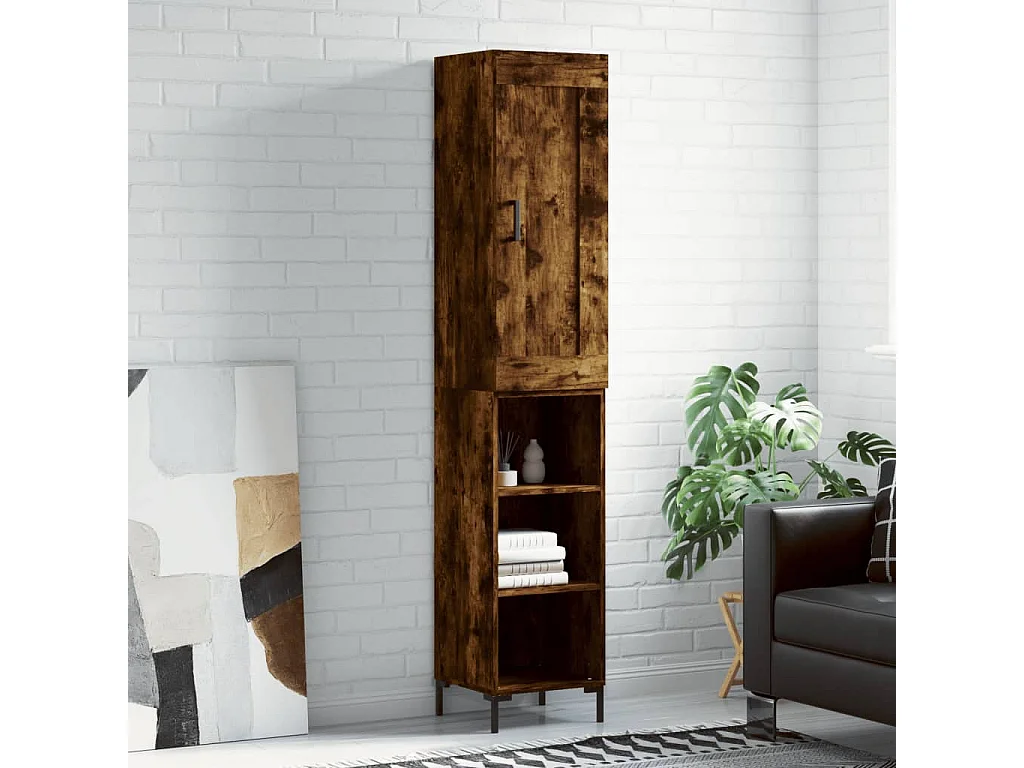 Highboard Räuchereiche 34,5x34x180 cm Holzwerkstoff