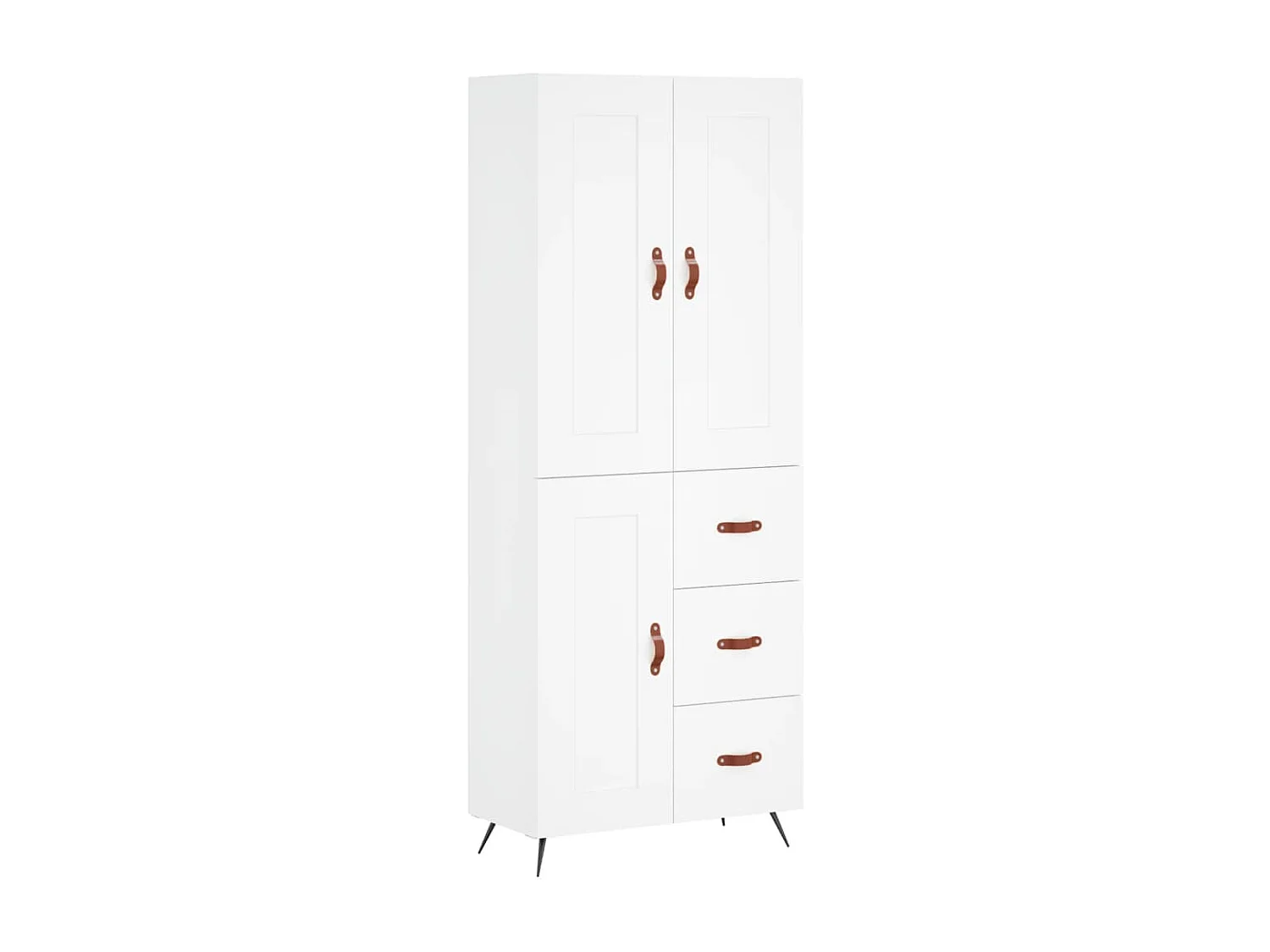 Credenza Bianca 69,5x34x180 cm in Legno Multistrato