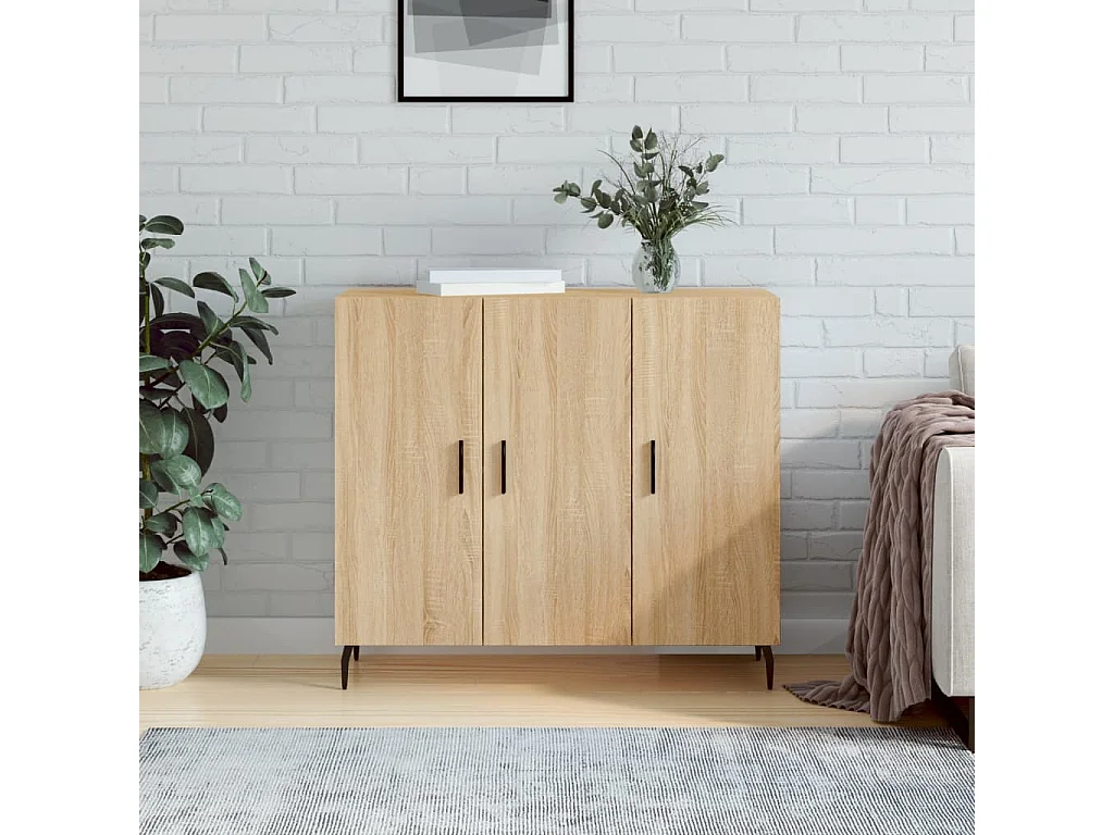 Credenza Rovere Sonoma 90x34x80 cm in Legno Multistrato