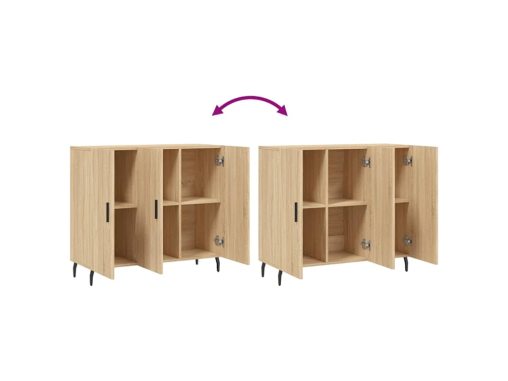 Credenza Rovere Sonoma 90x34x80 cm in Legno Multistrato