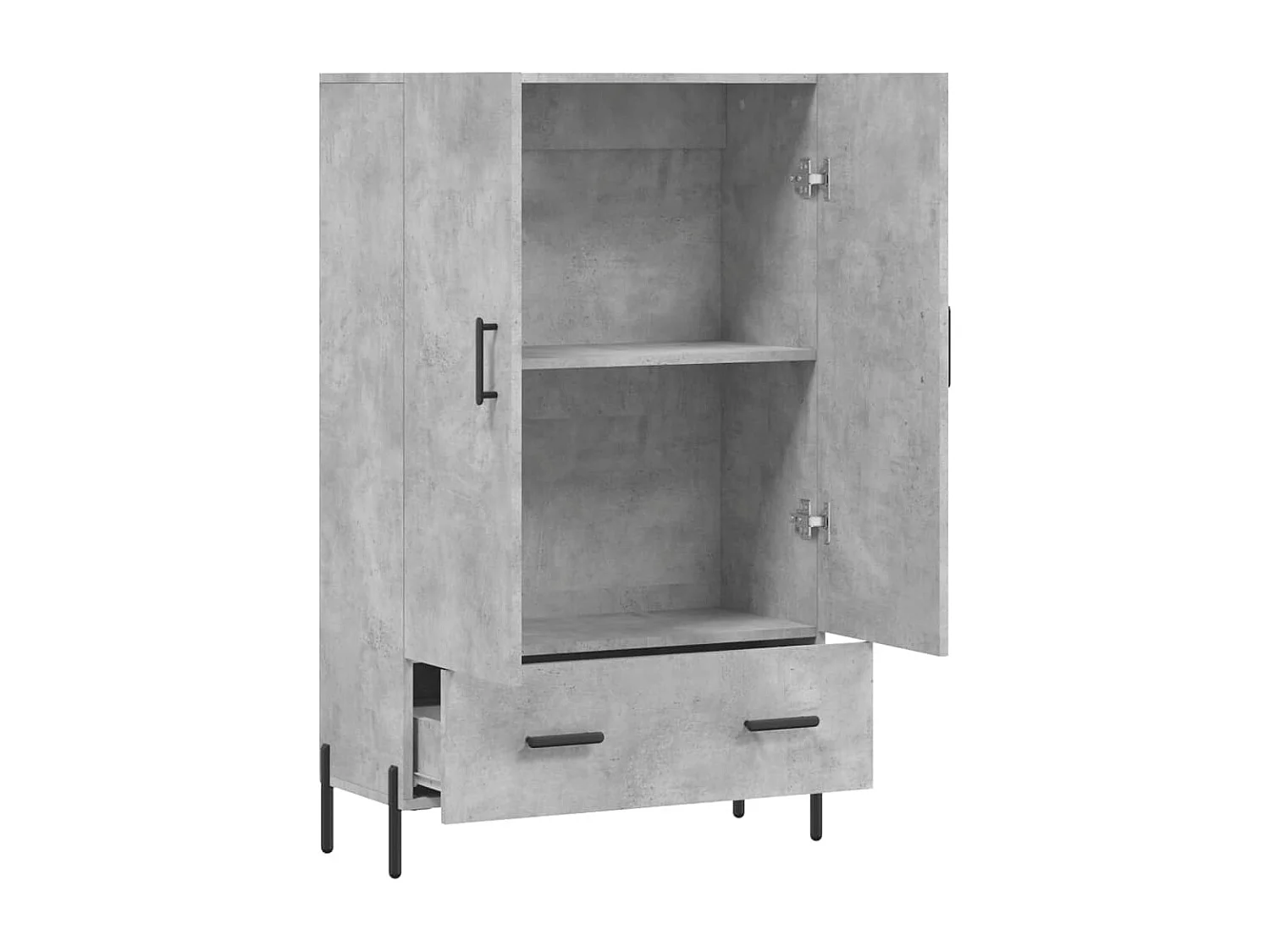 Hoge kast 69,5x31x115 cm bewerkt hout betongrijs