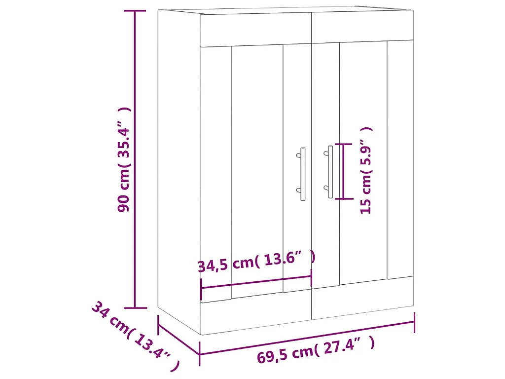 Bovenkast 69,5x34x90 cm grijs sonoma eikenkleurig