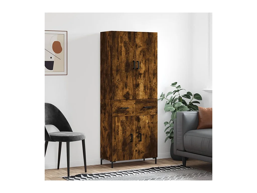 Buffet haut Chêne fumé 69,5x34x180 cm Bois d'ingénierie