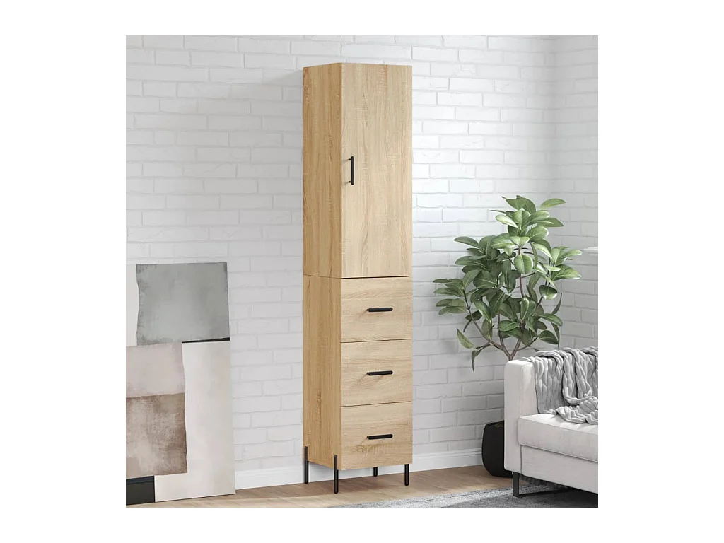Hoge kast 34,5x34x180 cm bewerkt hout sonoma eikenkleurig