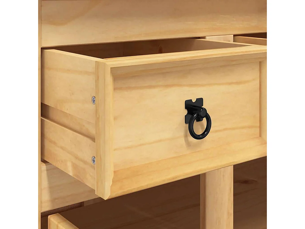 Bufet Corona brązowy 112x44x78 cm z litego drewna sosnowego meksykańskiego z 3 szufladami i 3 drzwiami