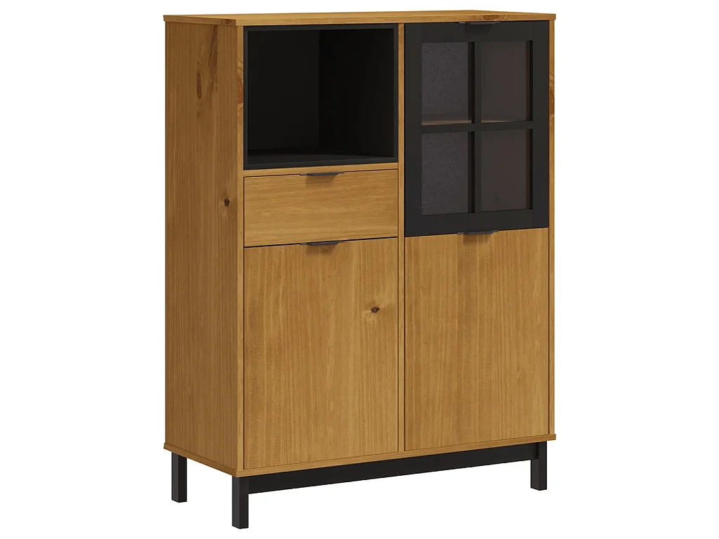 Hoge kast met glazen deur FLAM 92x40x122,5 cm grenenhout