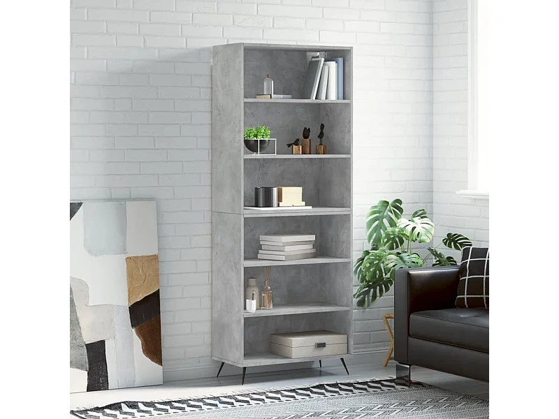 Buffet gris béton 69,5x32,5x180 cm bois d'ingénierie