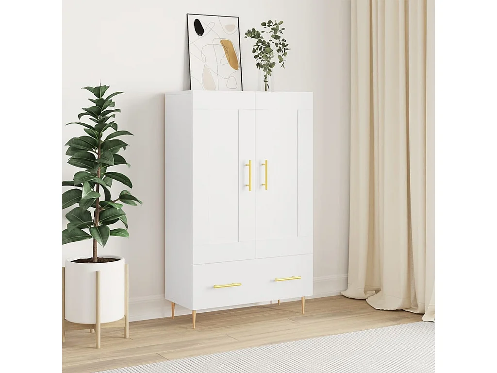 Buffet haut blanc 69,5x31x115 cm bois d'ingénierie