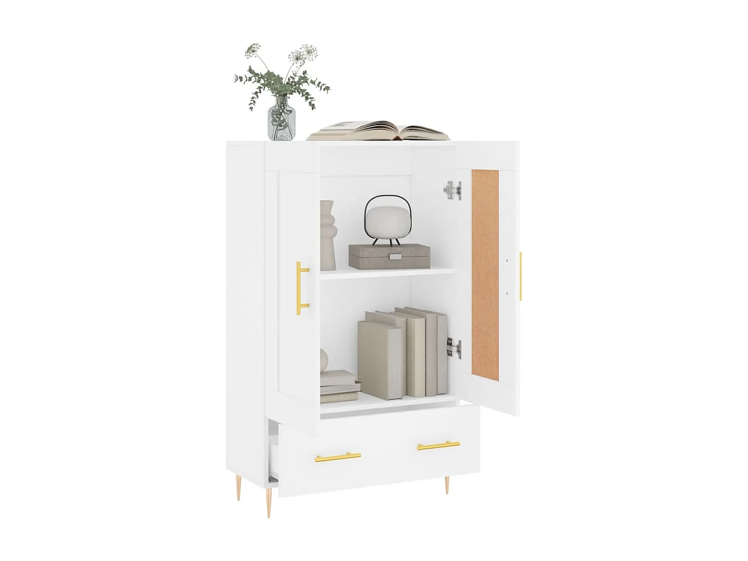 Buffet haut blanc 69,5x31x115 cm bois d'ingénierie