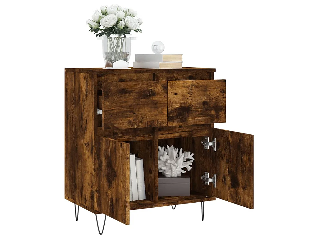 Credenza Rovere Fumo 60x35x70 cm in Legno Multistrato