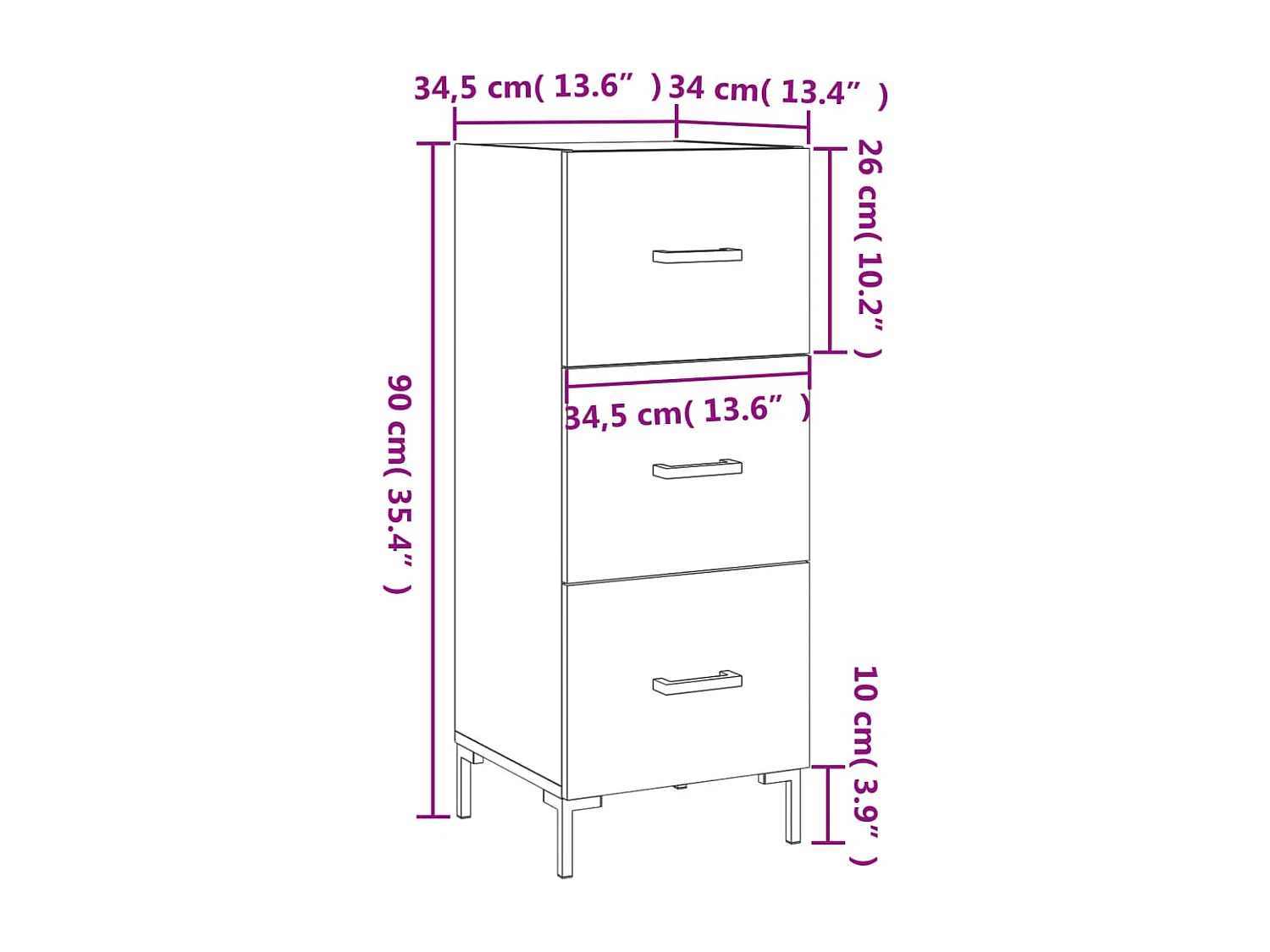Sideboard Grau Sonoma 34,5x34x90 cm Holzwerkstoff