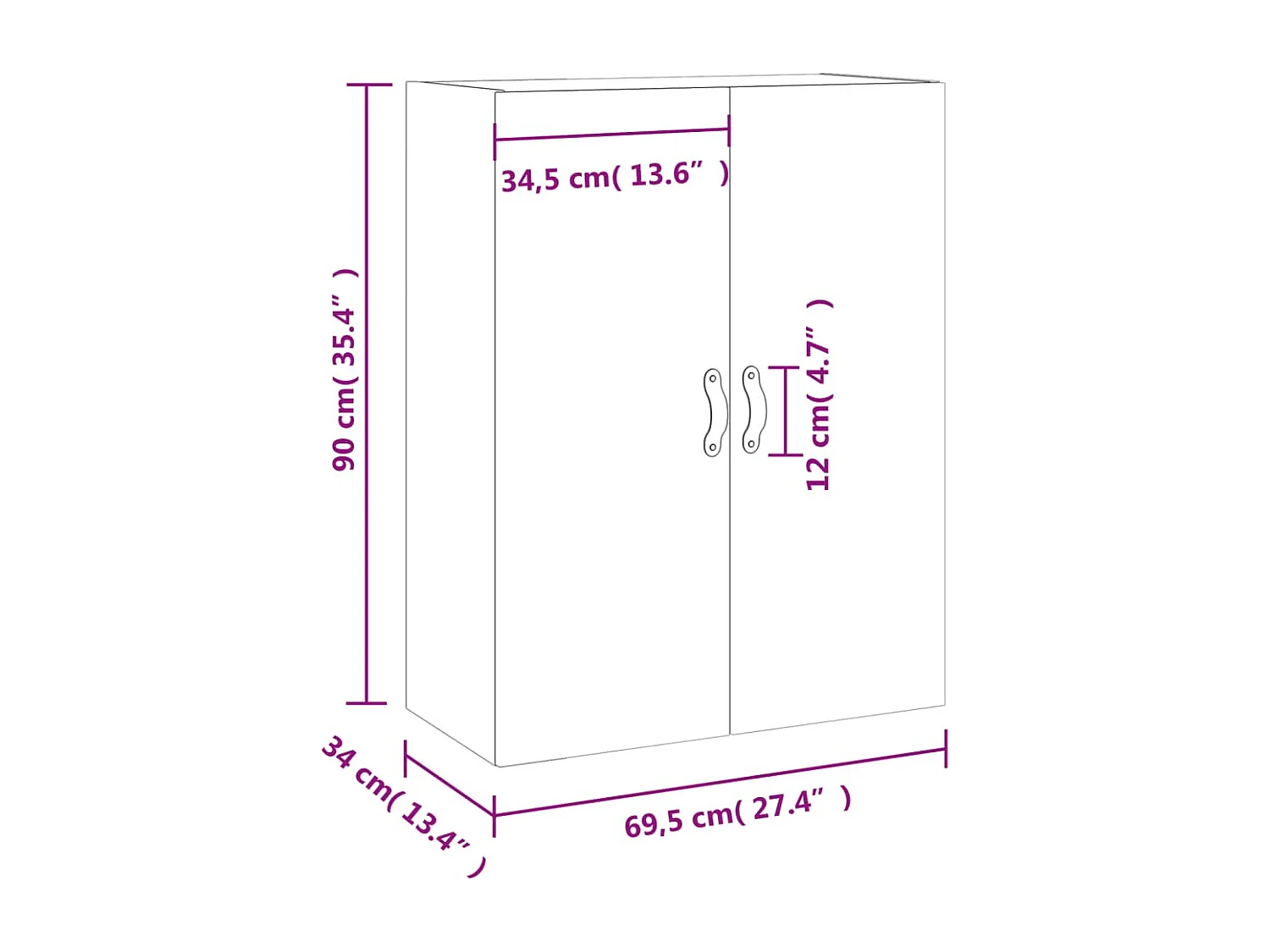 Armoire murale gris béton 69,5x34x90 cm