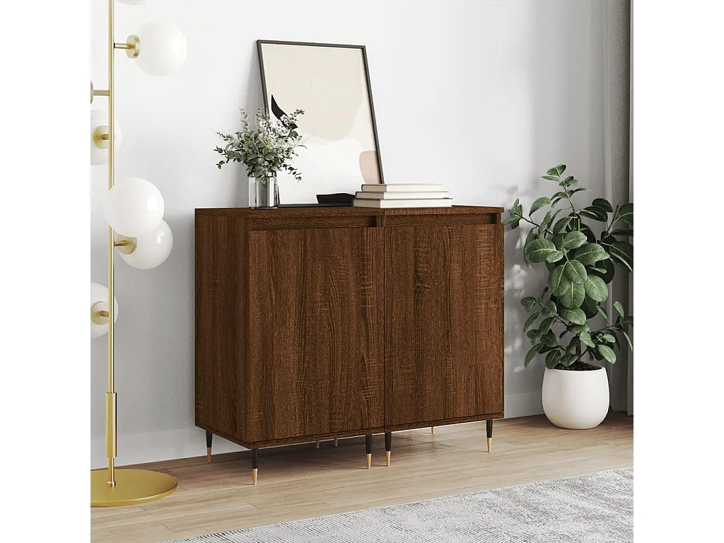 Sideboards 2 Stk. Braun Eichen-Optik 40x35x70 cm Holzwerkstoff