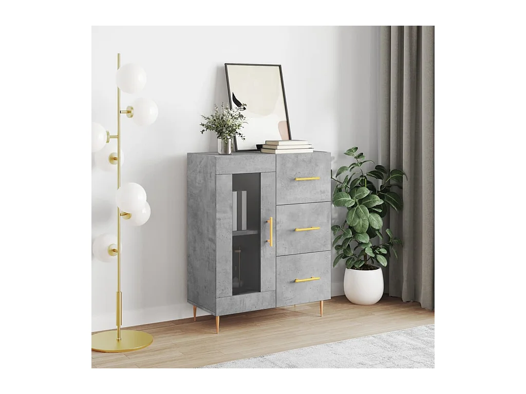 Buffet gris béton 69,5x34x90 cm bois d'ingénierie