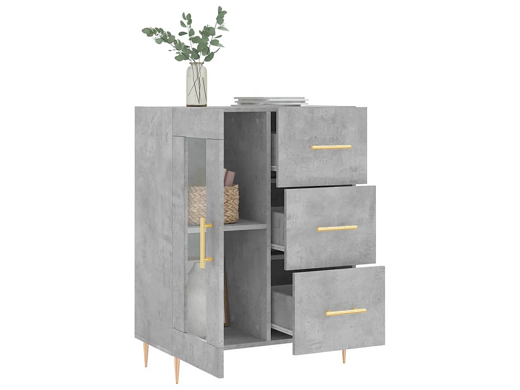 Buffet gris béton 69,5x34x90 cm bois d'ingénierie