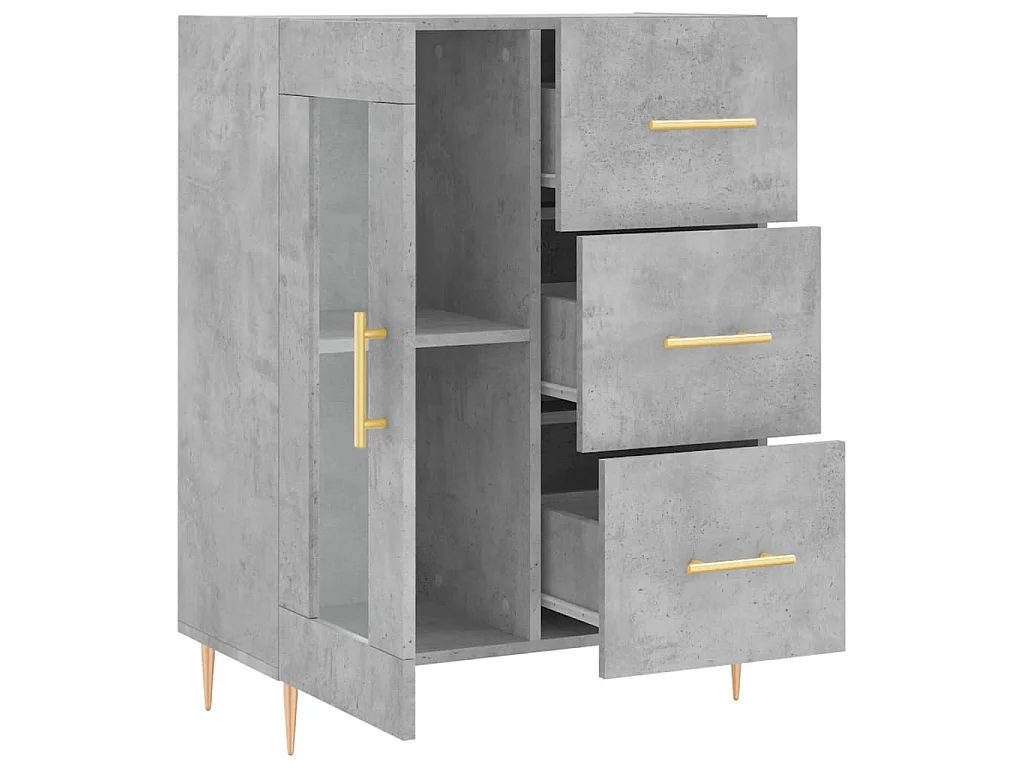 Buffet gris béton 69,5x34x90 cm bois d'ingénierie