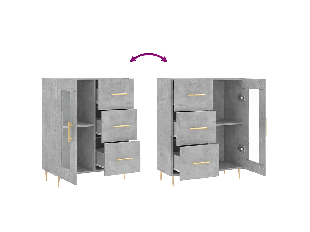 Buffet gris béton 69,5x34x90 cm bois d'ingénierie