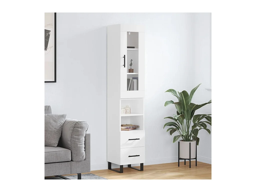 Hoge kast 34,5x34x180 cm bewerkt hout wit
