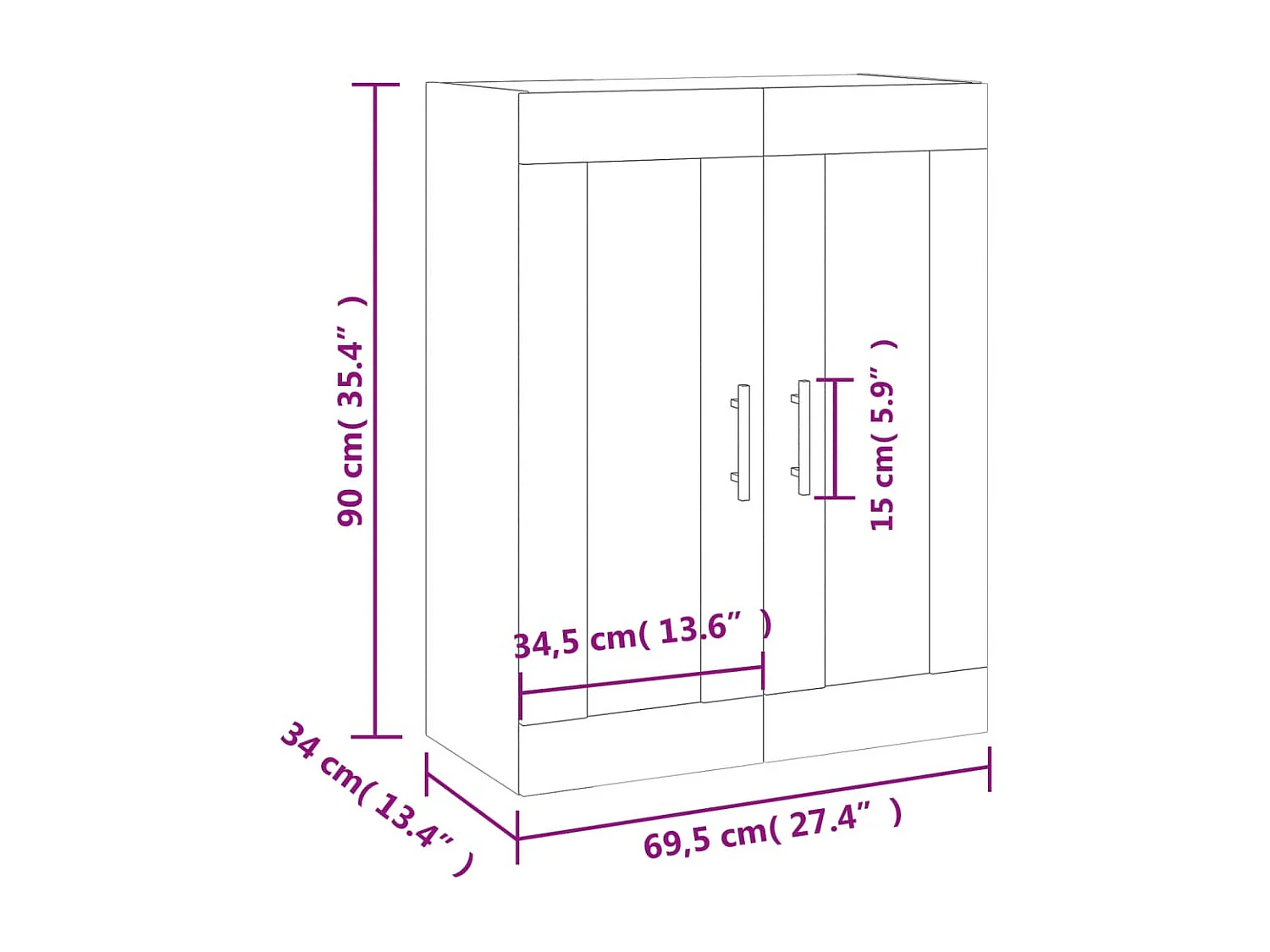 Armoire murale noir 69,5x34x90 cm
