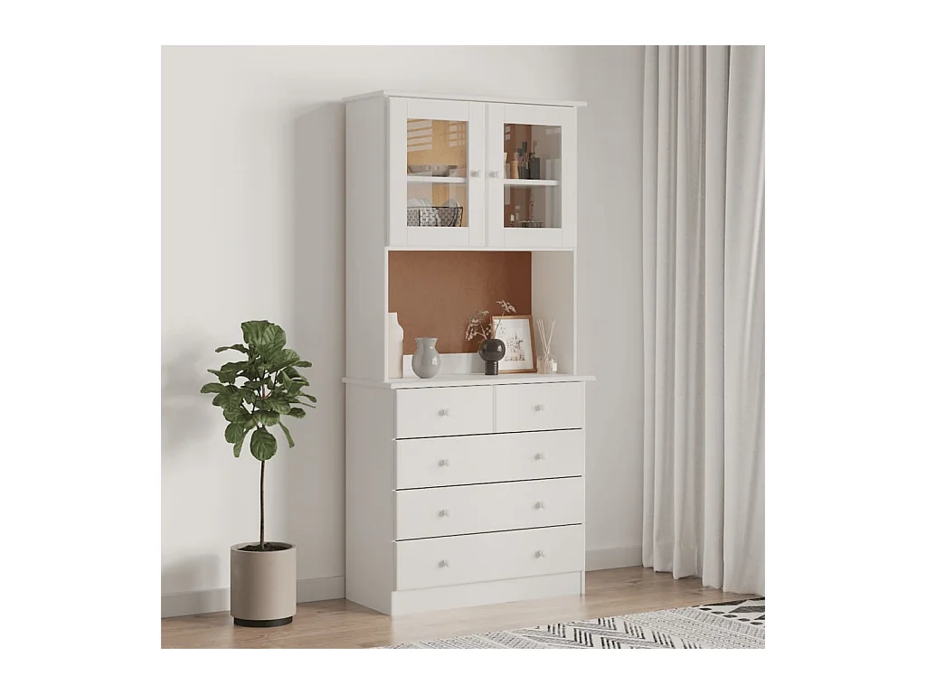 Hoge kast ALTA 77x35x165 cm massief grenenhout wit