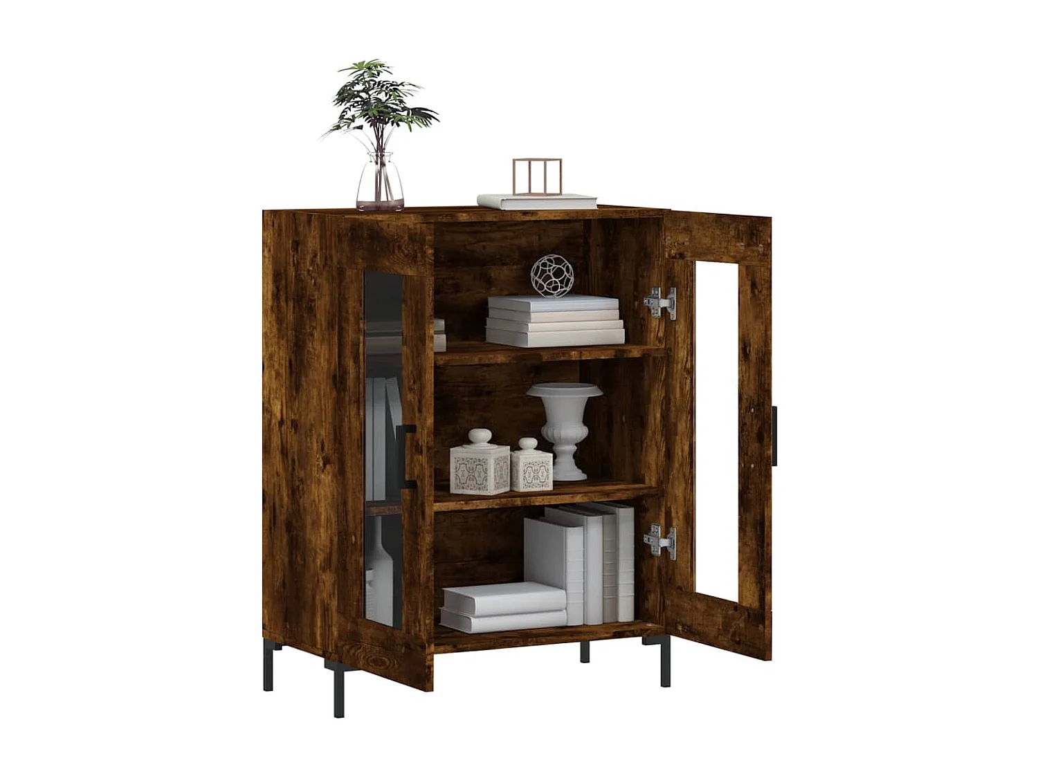 Buffet chêne fumé 69,5x34x90 cm bois d'ingénierie