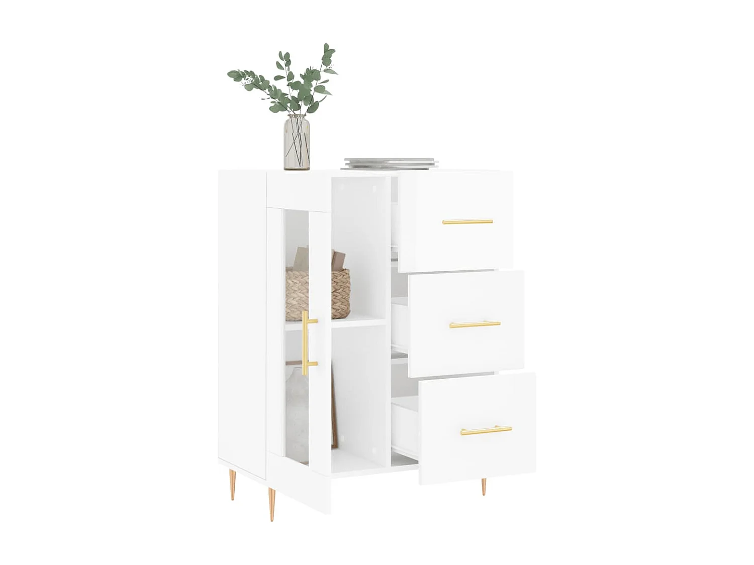 Sideboard Hochglanz-Weiß 69,5x34x90 cm Holzwerkstoff