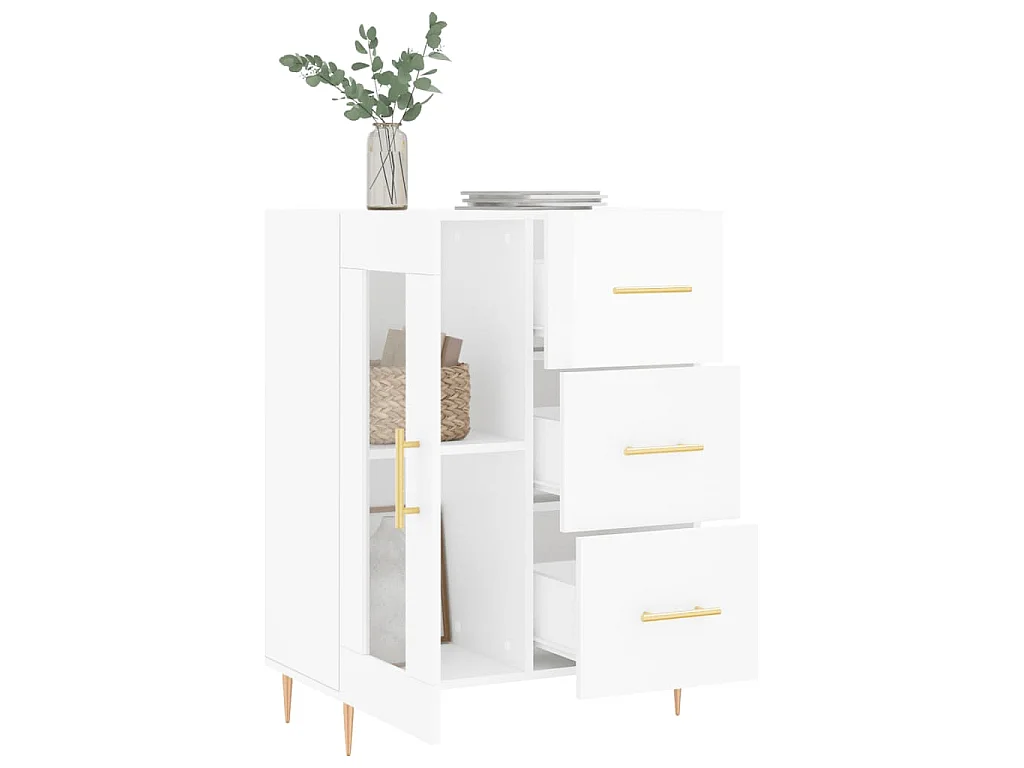 Buffet Blanc brillant 69,5x34x90 cm Bois d'ingénierie
