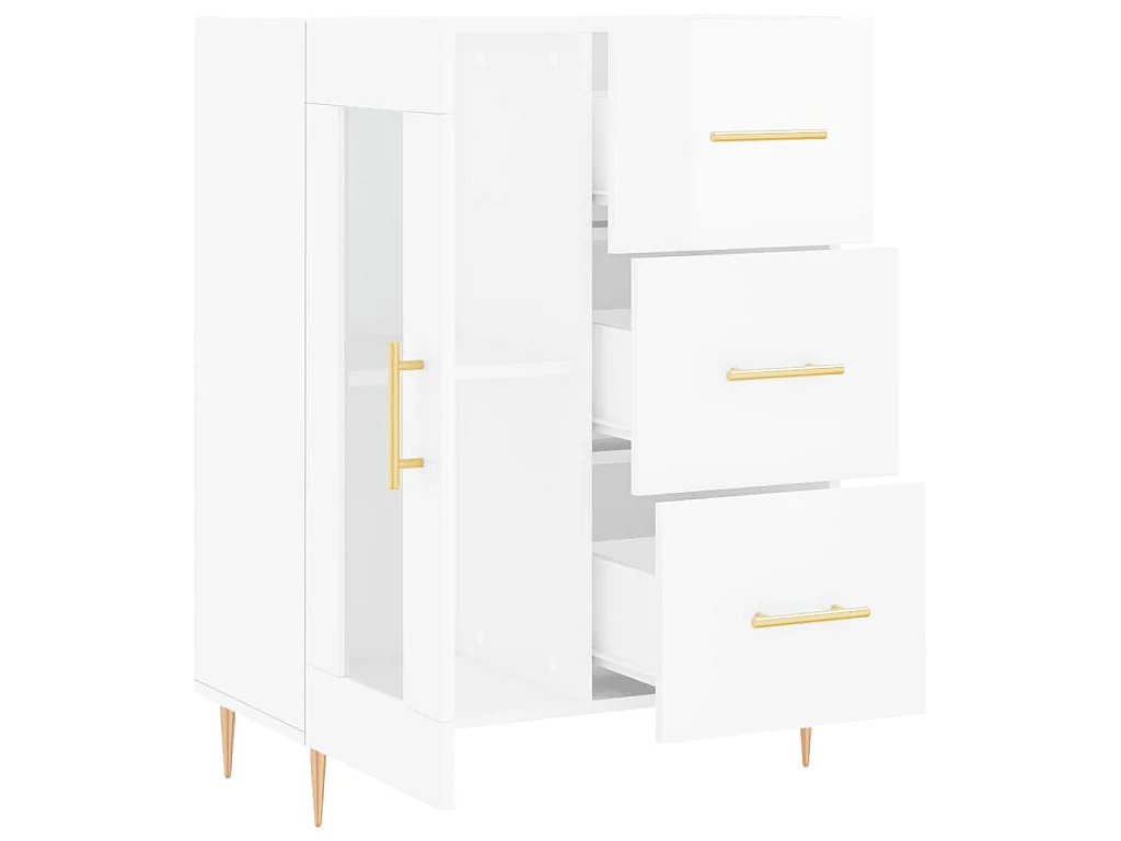 Buffet Blanc brillant 69,5x34x90 cm Bois d'ingénierie