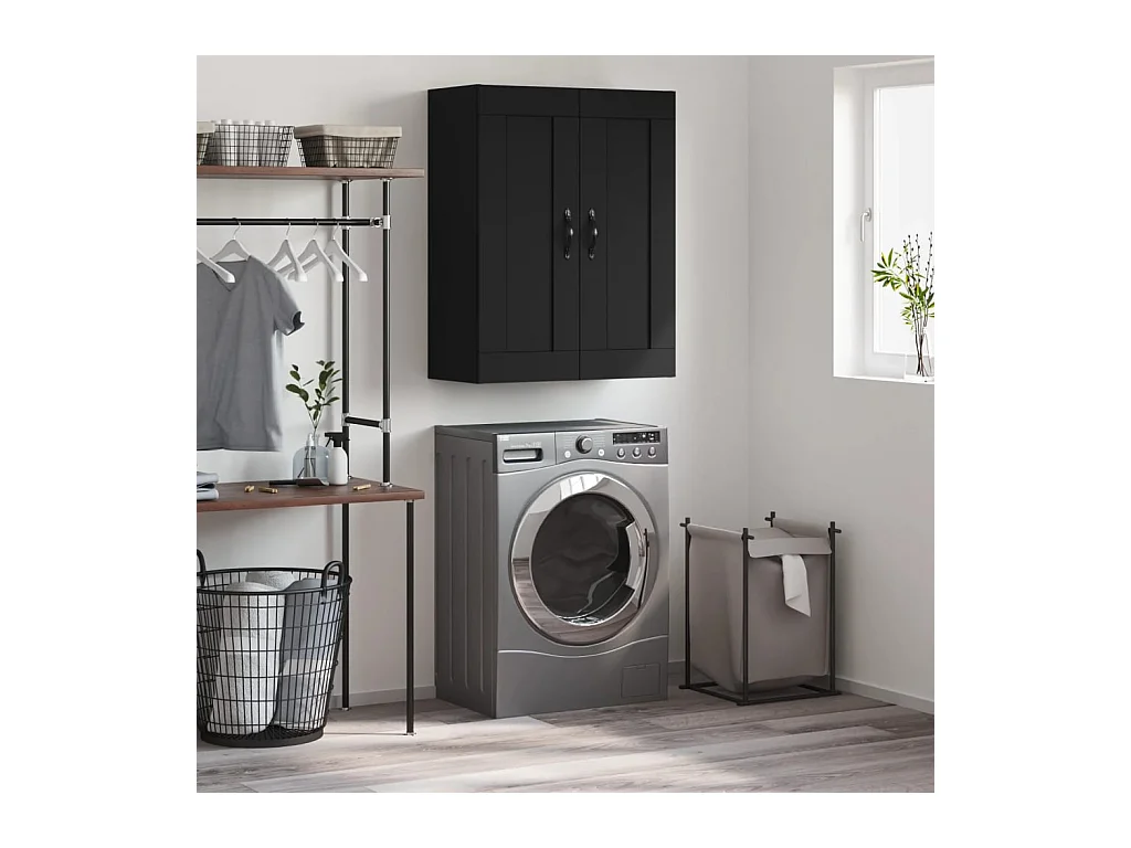 Wandschrank Schwarz 69,5x34x90 cm Holzwerkstoff