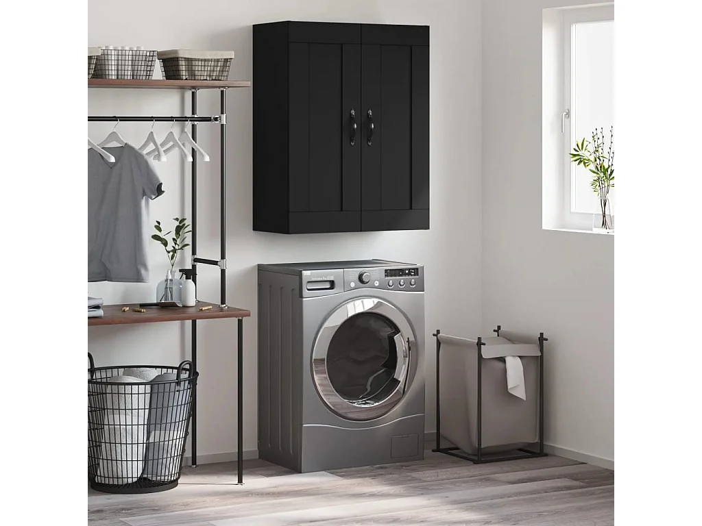 Wandschrank Schwarz 69,5x34x90 cm Holzwerkstoff