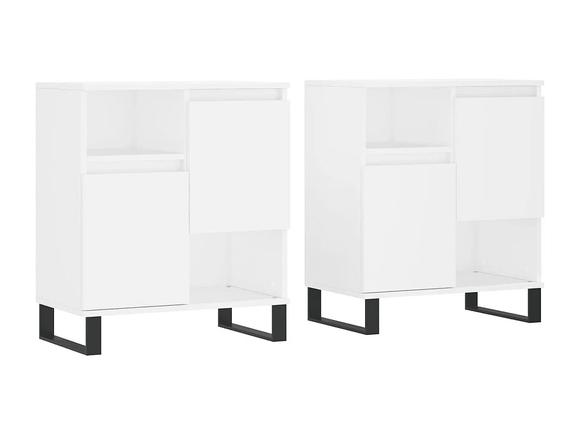 Buffets 2 pcs blanc bois d'ingénierie